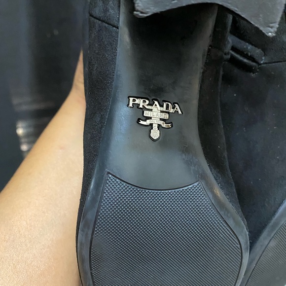 Prada Milano Ankle Boots Women Suede Black made in Italy size 7 - Picture 12 of 13